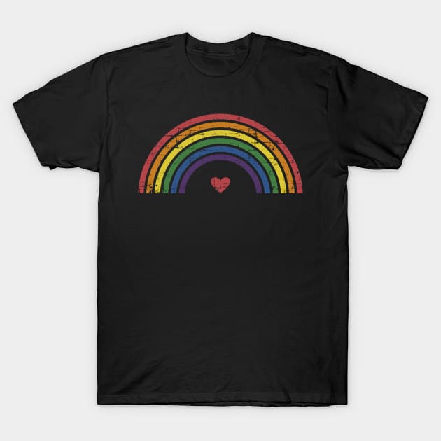 Rainbow flag heart for lesbian, gay, bi and trans community T-Shirt by Designzz